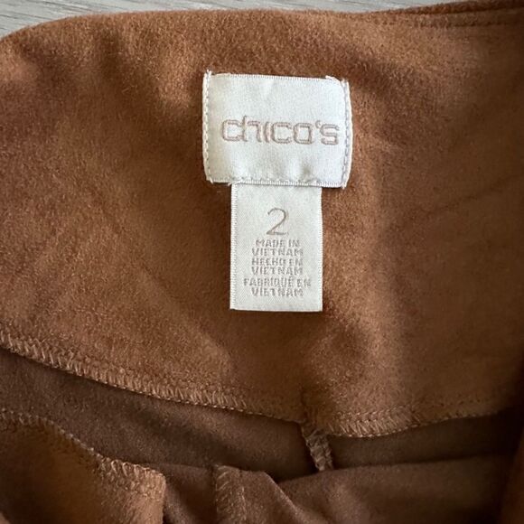 Chicos Faux-Suede Angled Top Brown 2 EUC - Picture 8 of 9